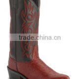 Black Wine Brown Smooth Leather Fancy Stitched Western Ostrich Print Cowboy Boots Wholesale thumbnail-3