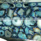 Blue Agate Stone Table Top , Backlit Agate Table Top