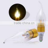 CE&RoHS Gloden Aluminum Housing 2835SMD 3w E14 Led Light Candle Lights