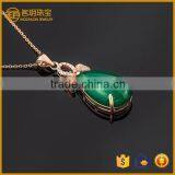 Classic Design, 18k Real Gold Plating Solid Silver Necklace Fashion Jewelry With Natural Green Chalcedony Pendant thumbnail-1