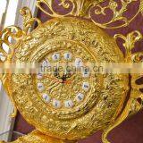 Royal Angel Handing Crown Table Clock, Luxury 24K Gold Plated Table Clock, Marble Base Table Clock thumbnail-5