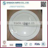 Ceramic Round Dinner Plates With Double Silver Lines Wholesale thumbnail-1