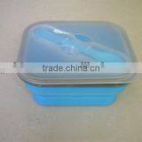Retractable Picnic Box With Fork Silicone Collapsible Lunch Box thumbnail-1