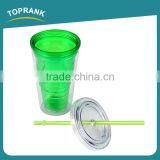 Customized Logo Clear Insulated Plastic Drinking Tumbler Double Wall Plastic Tumbler With Straw thumbnail-3
