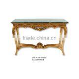 Hand Carved Living Room Furniture Small Size Console Table With Green Marble thumbnail-2