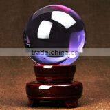 Purple Crystal Ball 200mm With Wood Base thumbnail-1