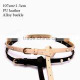 Fashion Pearls Decorated Pin Buckle Sex Girl Thin PU Waist Belt thumbnail-5