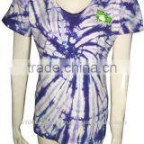 T-Shirt Women Cotton Mix Lycra Tie-dye Frog Black Blue 4 thumbnail-1