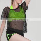 Women new style 100%polyester mesh sport t shirt