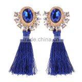 Bohemian Jewelry Rhinestone Gems With Alloy Plated Tassel Dangle Earrings thumbnail-3