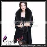 CX-B-P-18C New Arrival Blanket Fringe Oversize Fox Fur Trim Plain Shawl Scarf, Pashmina Shawl thumbnail-5