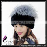 CX-C-244G 2016 New Products Hot Sale Handknitted Rex Rabbit Fur Cap Hat thumbnail-2