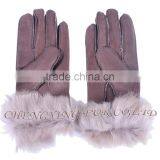 CX-A-59E Women Classic Elegant Genuine Leather Sheep Fur Gloves thumbnail-2