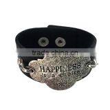 Fashion Words Leather Cord Bracelets,custom Letters Engraved Bracelet,leather Charm Bracelets thumbnail-1