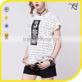 Fashionable Short Sleeve Women All Over Body Digital T-shirt Printing With Unregular Bottom thumbnail-1