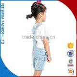 100% Denim Cotton Wholesale Kids Girls Overalls Belt Pants Fashion Clothes For Sale thumbnail-3