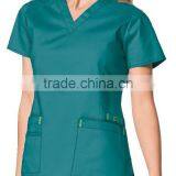 Women's Solid V-Neck Poly Cotton Popline Medical Top thumbnail-1