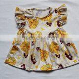New Arrive Kids Summer Smocks Flutter Sleeves Prints Princess Yellow Pearl Dress thumbnail-1