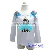 Blue Rosettes 2nd Birthday Zebra Cupcake White Long Sleeves Top 1-7Y thumbnail-1