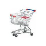Low Carbon Steel American Grocery Shopping Trolley With Base Grid / Bottom Tray