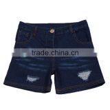 Latest Fashion Design Little Girls Denim Jeans Shorts With Belt Popular Broken Hole Style Wholesale Store Buttons Stylish Shorts thumbnail-3