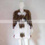 SJ045-01 China Glossy Sumptuous Raccoon Knitted Fur Coats/Women Coats With Out Lining/Multicolor Fur Coats thumbnail-4