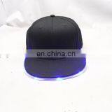 Baseball Caps With Built-in Led Lights/black Flat Bill 6 Penel Snap Back
