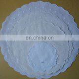 Pure White Linen Napkins With Embroidery in Round Shape
