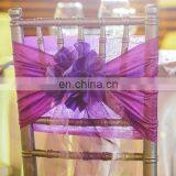 Newest Design Fancy Shiny Purple Wedding Tiffany Ruffle Chair Sash thumbnail-1