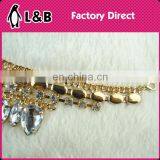 Jewelry Handmade High Quality Decoration for Collars Sparkle Rhinestone Crystal Gold Necklace for Collar thumbnail-3