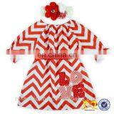 2019 Valentine Day Red and White Chevron Dress Baby Pakistani Baby Cotton Dress Wholesale Children's Boutique Clothing thumbnail-1