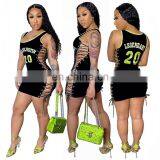 2020 New Arrivals Women Sexy Club Party Dresses Ladies Bodycon Letter Printed Dresses Women Summer Dresses thumbnail-3