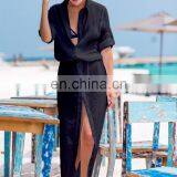 Черно-белая летняя женская одежда для плюс-размера: паховые накиды, белая хлопковая туника, пляжный плащ, купальник-комбинезон, купальник-бикини с накидкой для женщин thumbnail-4