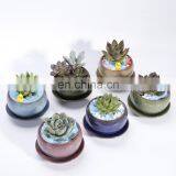 Extra Size Ice Crack Flowerpot With Tray Colorful Ice Crack Flowerpot With Bottom Support Colorful Ice Crack Glazed thumbnail-2