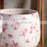 Korea Garden Outdoor Medium Plant Pot Pink Flower Pattern Indoor Custom Flower Pots White for Weddings thumbnail-2