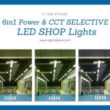 Lightde 6IN1 power & CCT selectable VAPOR-TIGHT led garage canopy lights
