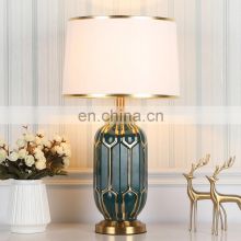 Chinese style copper and gold ceramic living room decoration table lamp