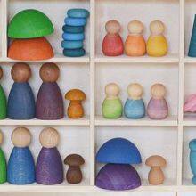 Mushrooms Honeycomb Droplets Tree Cones Mini Cones Blocks Toy DIY Wooden Rainbow Loose Parts thumbnail-5