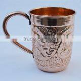 Embossed Copper Mule Mug Moscow Mule Mug Copper Beer Mug From India thumbnail-1