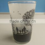 Frosted glass cup with scenery printing