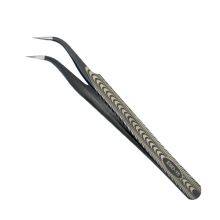 Tweezers Black Hardened Stainless Steel Straight Tip Tweezers Straight Tip Curved Tip Repair Tool Tweezers With Texture No. 15 Tweezers thumbnail-2