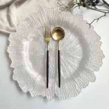 Wholesale Flora Glass Charger Plates White Colored Reef Glass Charger Plates For Wedding Banquet thumbnail-1