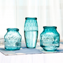 Nordic Blue Colored Glass Insertions And Light Luxury Decorations Lily Shaped Glass Vase For Living Room thumbnail-1