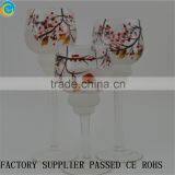 Hand Painted Glass Candle Holder/Cracked Tall Votive Holder Cherry Blossom Design For Wedding Decor
