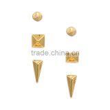 Fashion Rock Punk Rivet Jewelry Girls and Boys Ear Stud Gold Plated Earrings Set thumbnail-1