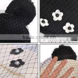 Charm Lovely Flower Sewed Lace Cover Tied Fashion Women Winter Hat thumbnail-5