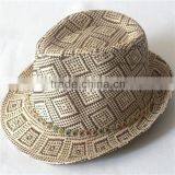 Stripe Straw Fedora Hat thumbnail-1