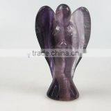 Semi Precious Gemstone Fluorite Carved Angel Wholesale Purple Fluorite Stone thumbnail-1