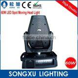 hot stage nightclub 60w led moving head light/pro lighting 60w spot moving head