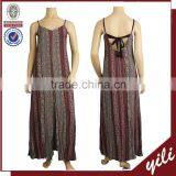 OEM Printed Rayon Beach Wear Maxi Open Back Sexy Spaghetti Strap Girl's Dress YLD254782013 thumbnail-1